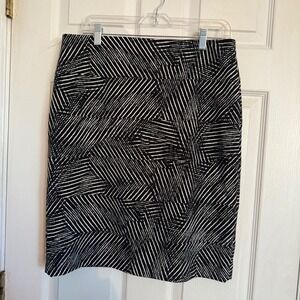 Alfani Womens Black White Geometric Print Pencil Skirt Size M